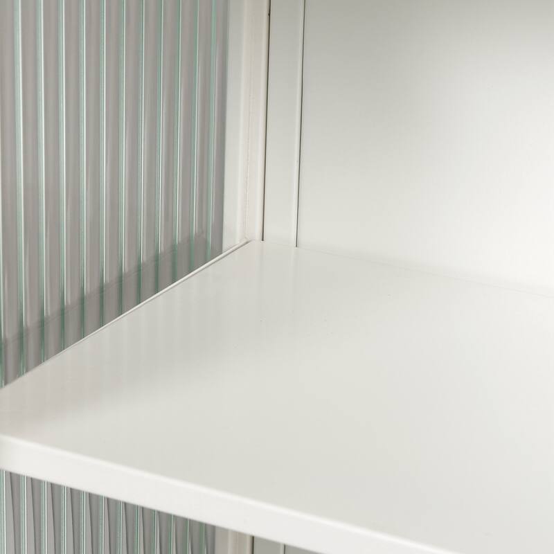 27.56"Glass Doors Modern Two-door Wall Cabinet with Featuring Three-tier Storage,White