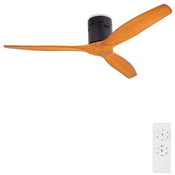 52 Flush Mount Wood Ceiling Fan with 6 Speeds Remote Bed Bath & Beyond 38437944