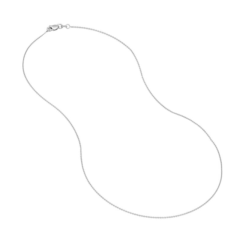 Curata 10k White Gold 0.8mm Diamond Cut Cable Chain Necklace (Lobster)