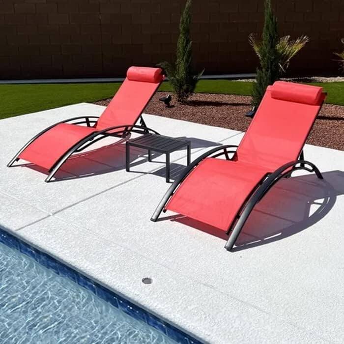 PURPLE LEAF Patio Chaise Lounge Set Outdoor Beach Pool Sunbathing Lawn Lounger Recliner Chair Side Table Included