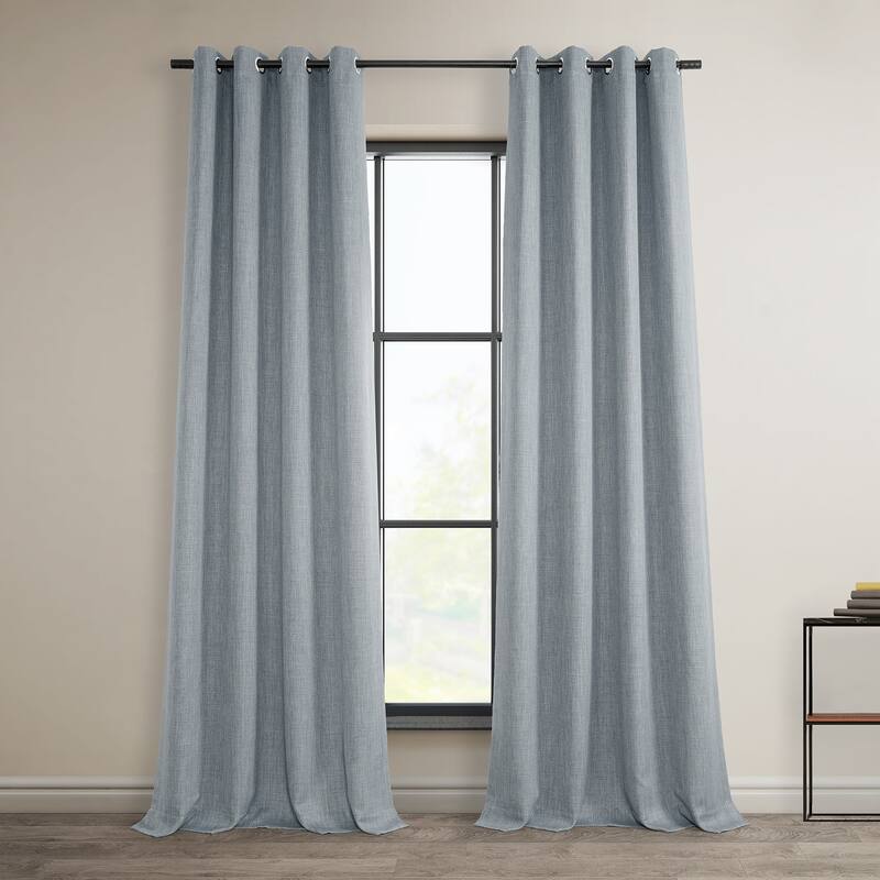 Exclusive Fabrics Faux Linen Grommet Room Darkening Curtain (1 Panel) - 50 X 96 - Heather Grey
