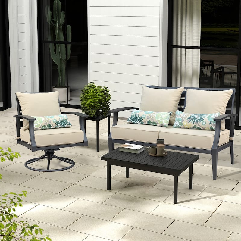 Aoodor Outdoor Deep Seat Chair Cushion Set (2 Back 2 Seater 2 Pillow)