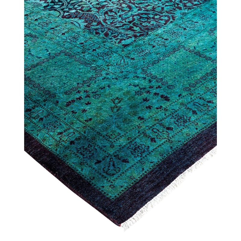 Overdyed, One-of-a-Kind Hand-Knotted Area Rug - Blue - 10' 2" x 17' 8"