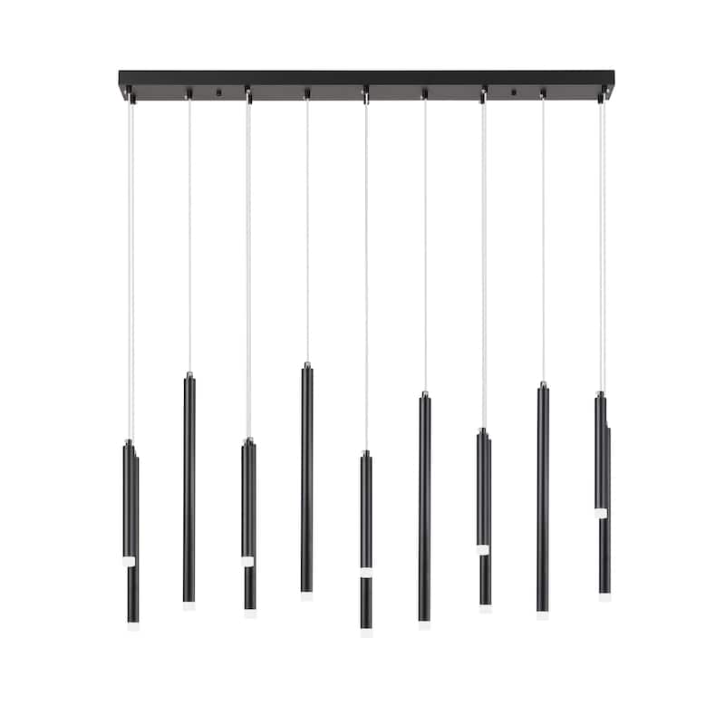 14 Light Linear LED Integrated in Black or Gold Cluster Chandelier, Luxury Kitchen Island Dining Room Pendant