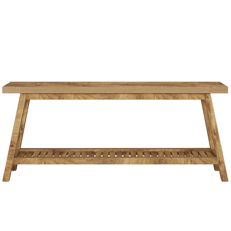 70.9" Extra Long Farmhouse Console Table with 2-Tier Open Storage - Brown