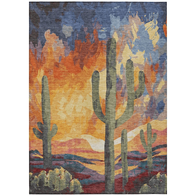 Machine Washable Indoor/ Outdoor Desert Inspiration Chantille Rug