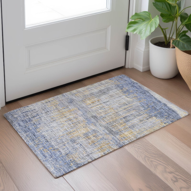 Machine Washable Indoor/ Outdoor Modern Ombre Chantille Rug