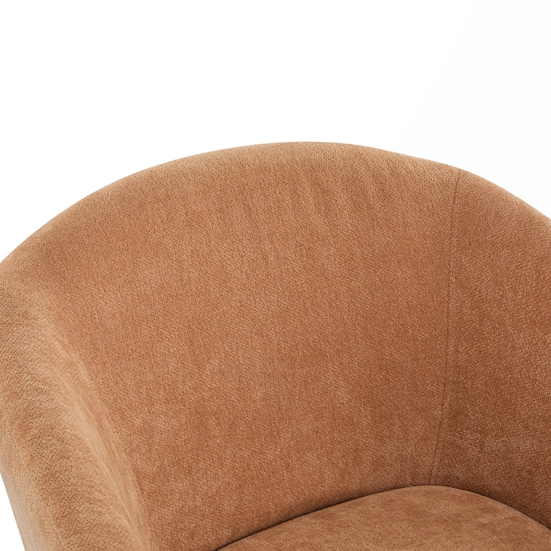 Fabric Round Back Accent Chair With Wood Legs