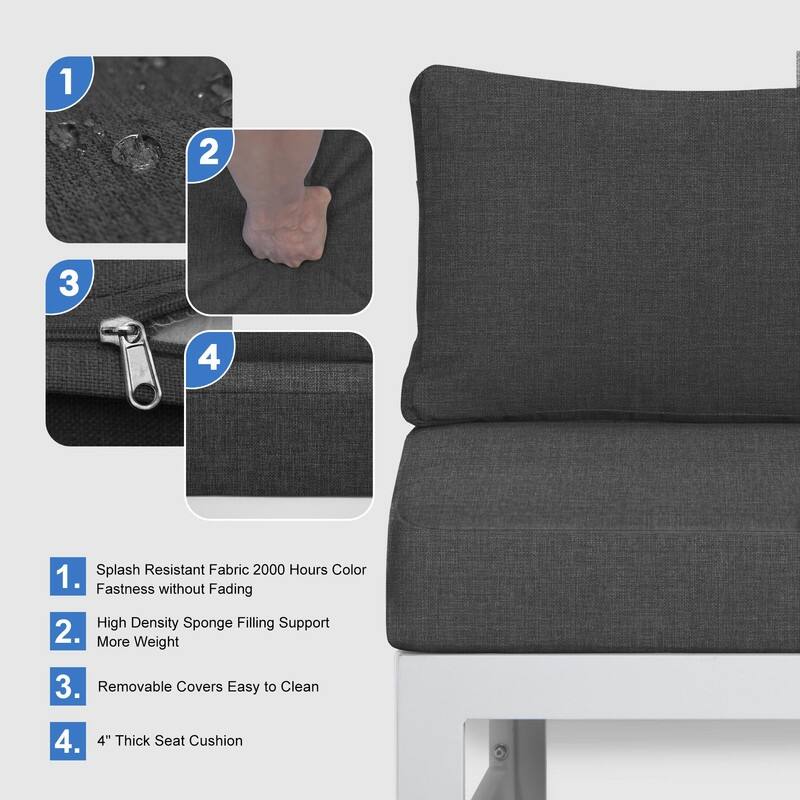 FINCATI Set of 7 Patio Conversation Furniture Sectional Sofa Set with Table