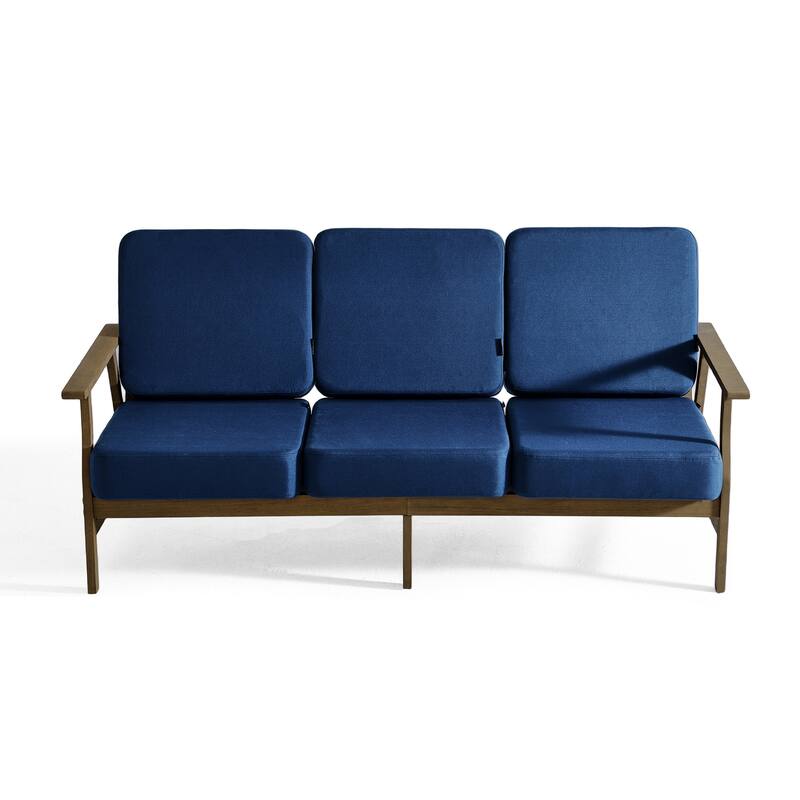 Teak Frame Outdoor Loveseat Daybed with Water-Resistant Cushions.