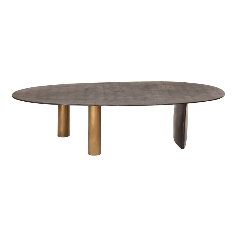 NADAAL STUDIOS Vynessa Coffee Table, Solid Aluminum Construction, Organic Oval Shape, Black - Metal - Black