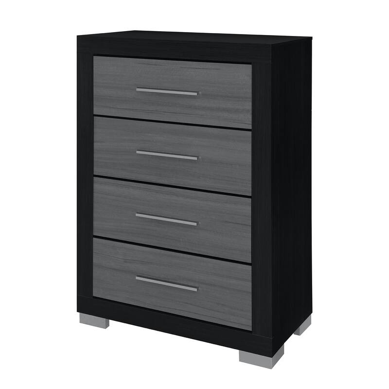 HomeRoots 31" Black And Gray Wood Four Drawer Dresser