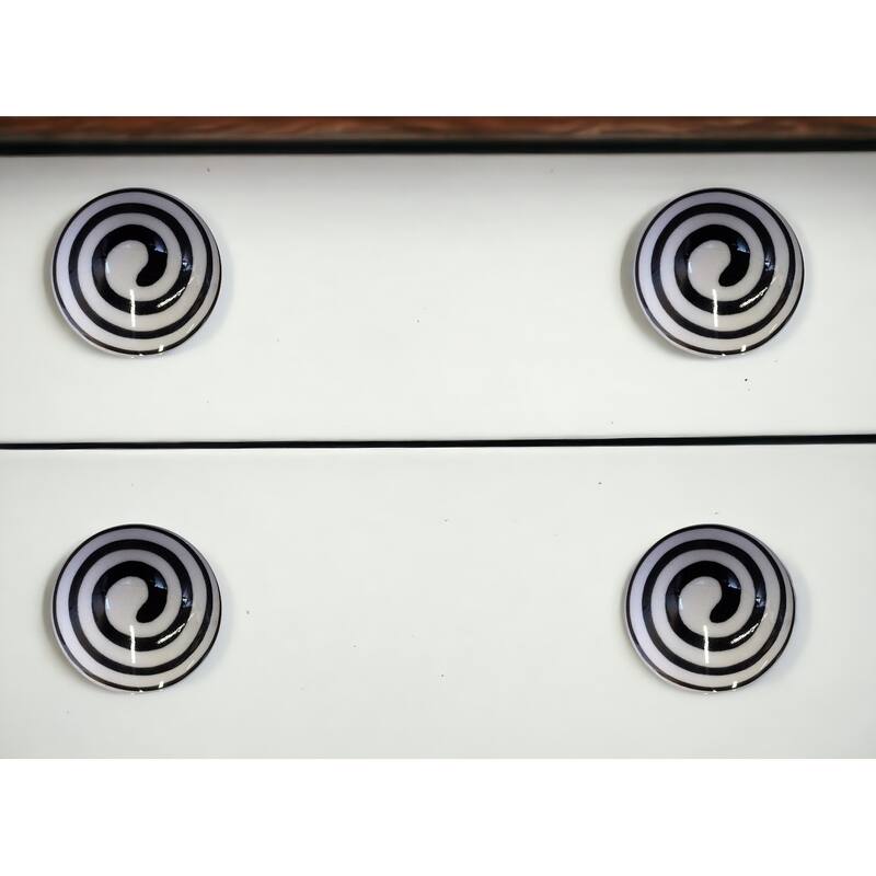 HomeRoots Set of Eight Black And White Ceramic And Metal Drawer Pull Knobs - 1.5' X '1.5' X '1.5 - White/Black - 1.5' X '1.5' X '1.5