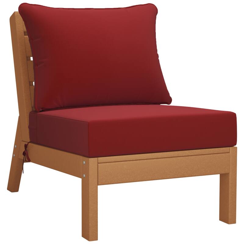 Birchwood All Weather HDPE Outdoor Patio Deep Seating Teak Armless Chair With Cushions (1-Piece)