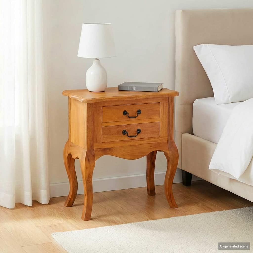 vidaXL Side Table Natural 23.82 x 11.81 x 24.02 in Solid Mahogany Wood - 23.82 x 11.81 x 24.02 in