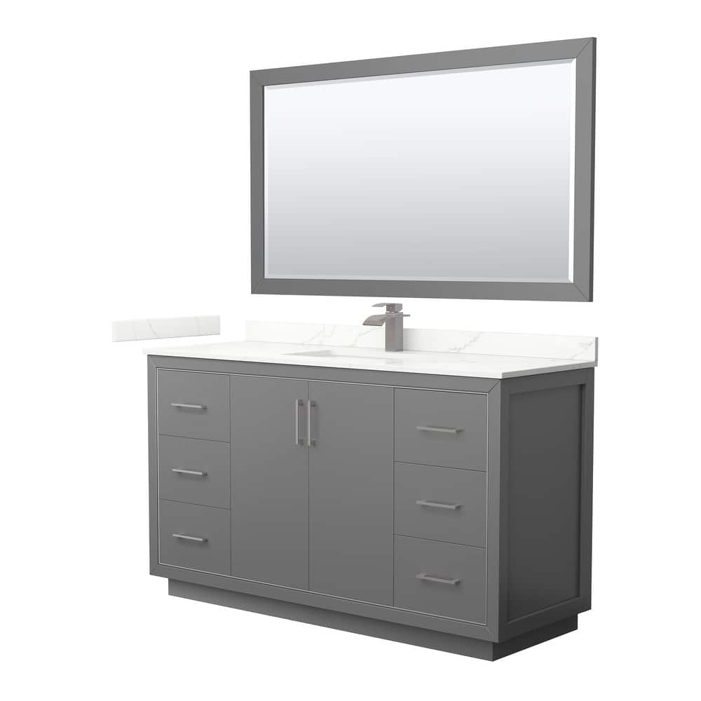 Icon 60-inch Single Vanity, Quartz Top, 58-inch Mirror
