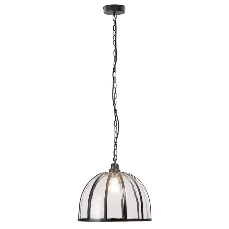 Hayden River of Goods Black and Clear Glass and Metal Pendant Light with Adjustable Hanging Cord - 14.5" x 14.5" x 13.5/72.5" - 14.5" x 14.5" x 13.5/72.5" - Black/Clear