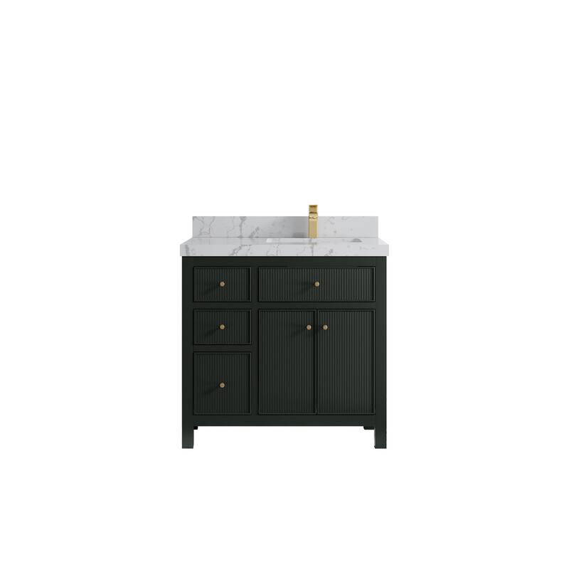 Willow Collections 36 in W x 22 in D Sonoma Right Offset Free Standing Reeded Bathroom Vanity with Countertop