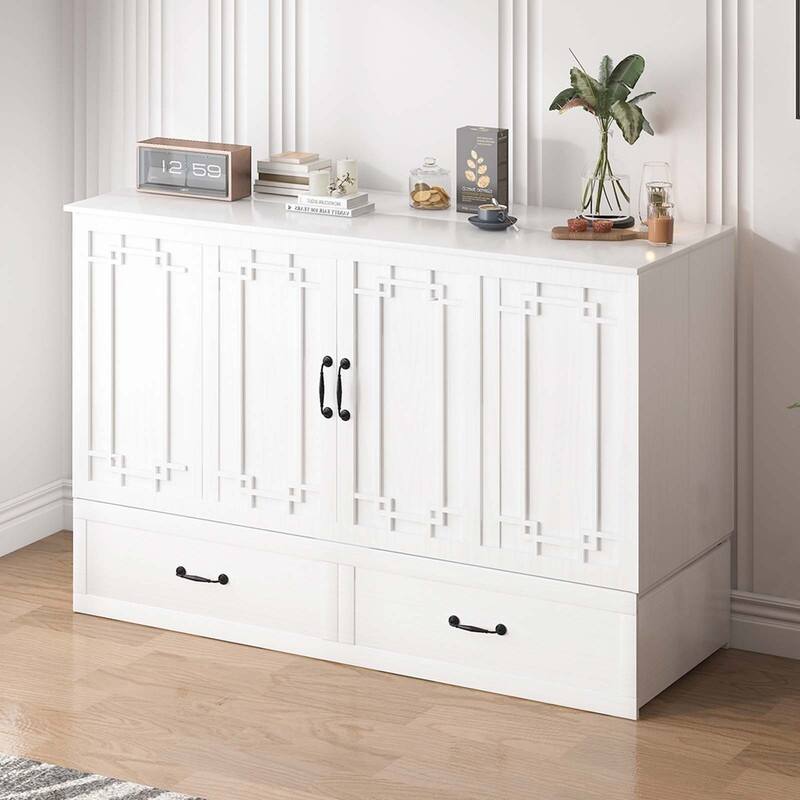 Mixoy Queen Murphy Bed Chest with Charging Station and Storage Drawer,No Mattress