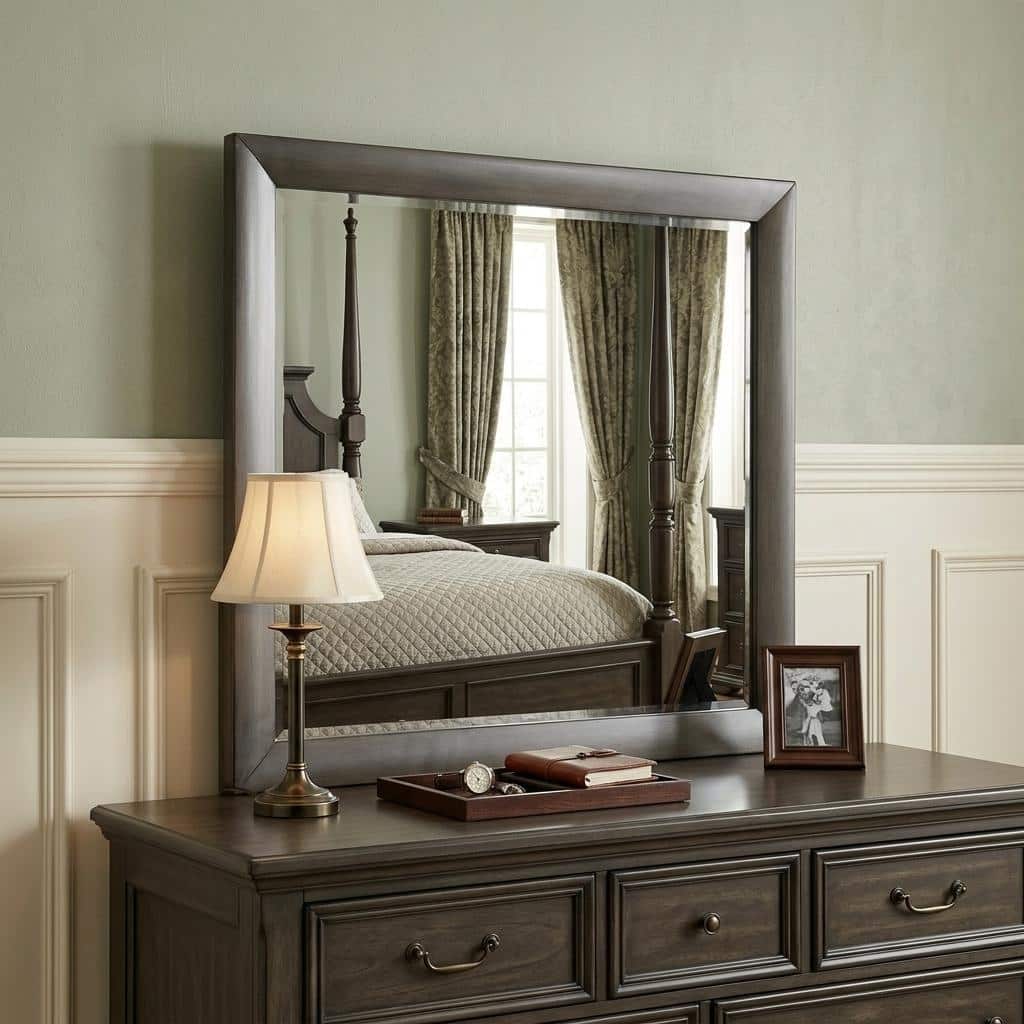 HomeRoots 35" Gray Oak Framed Accent Mirror