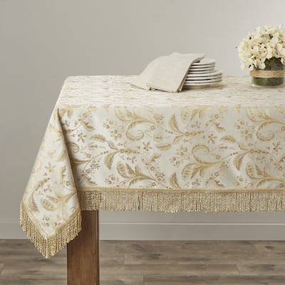 Violet Linen Luxury Damask Design Tablecloth - 60" by 140"