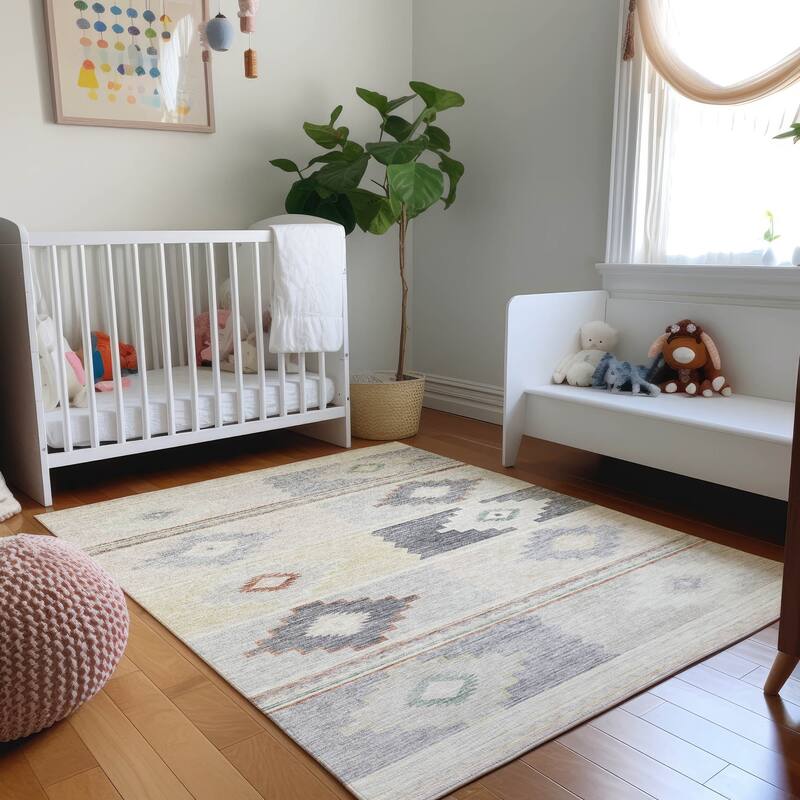 Premium Washable Super Soft Boho Tribal Mayfield Rug - Gray - 10' x 14' - Rectangle