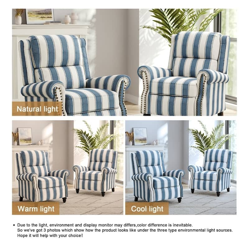 Nail-head Padded Seat Pushback Recliner Chair