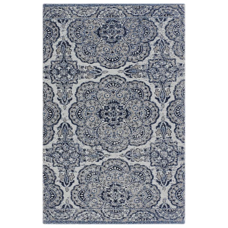 RugSmith Multi Colorblock Geometric Anti-Fatigue Kitchen Mat, 20" x 36" - 20" x 36" - Navy