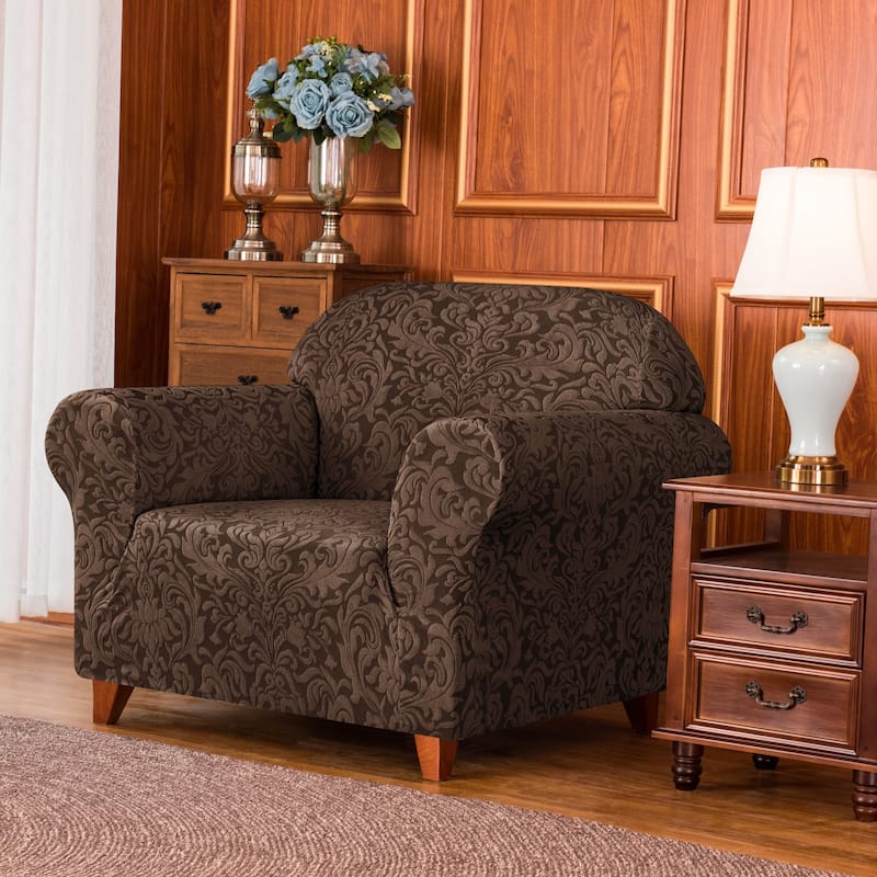 Subrtex 1 Piece Armchair Slipcover Jacquard Damask Spandex Furniture Protector