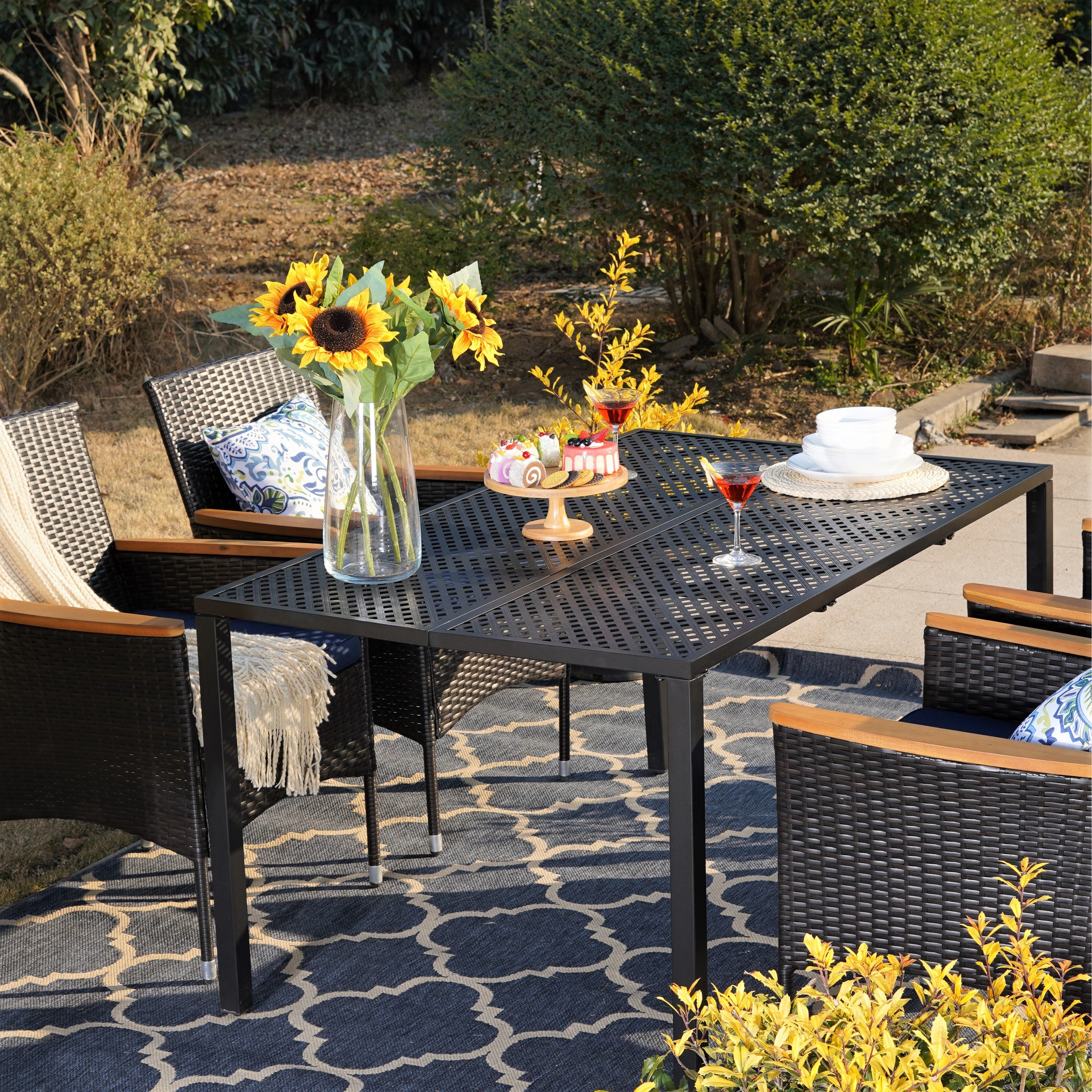 Powder coated outdoor dining table shop