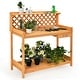Gymax Garden Potting Bench Outdoor Planting Shelves Work Bench Station ...