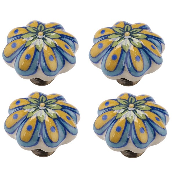4pcs Ceramic Knobs Drawer Hand Printed Pull Handle Furniture Door Cabinet Cupboard Wardrobe Dresser #2