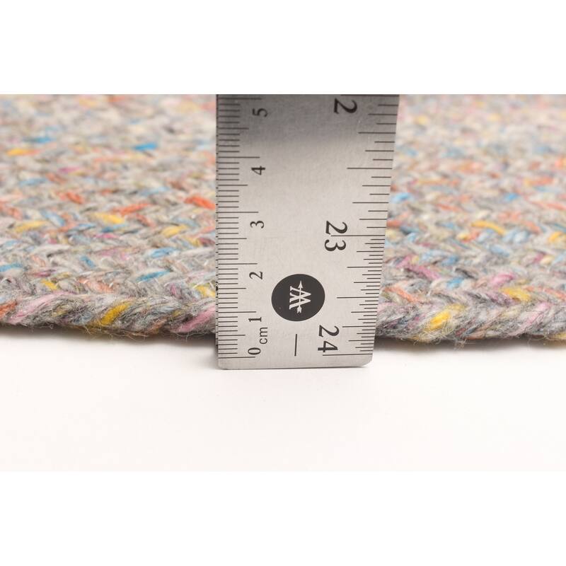 ECARPETGALLERY Braid weave Sienna Grey Wool Rug - 3'3 x 3'3