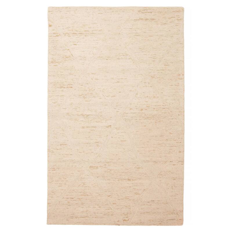 ECARPETGALLERY Hand Tufted Timeless Beige Wool Rug - 5'0 x 7'11 - Beige - 5'0 x 7'11