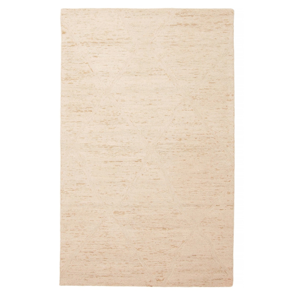 ECARPETGALLERY Hand Tufted Timeless Beige Wool Rug - 5'0 x 7'11