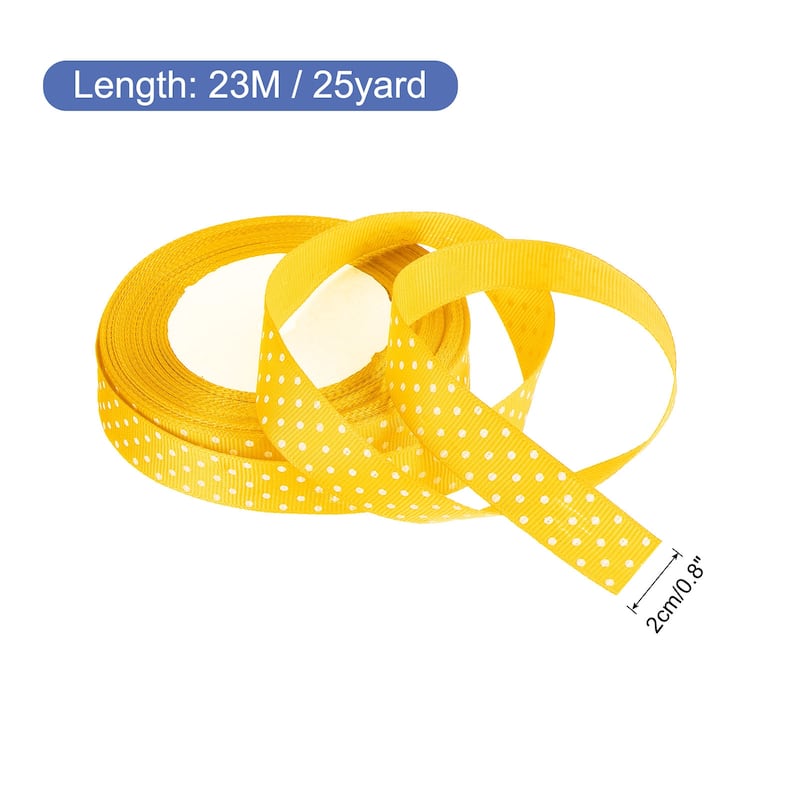 Grosgrain Ribbons with Dots Ribbon Bow Decoration - Gold - 25 Yards 3/4 Inch