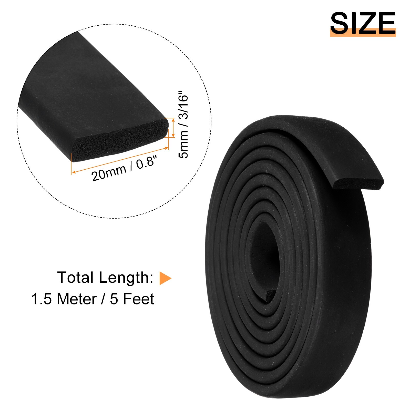 EPDM Rubber Foam Sheet Strip Neoprene Rubber Sheet Rolls Weather Strip for - Black