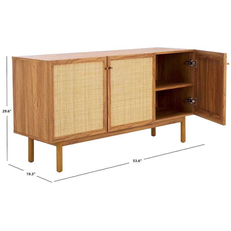 SAFAVIEH Home Aino 3 Door Sideboard/Media Stand - 54Wx19Dx30H - Oak
