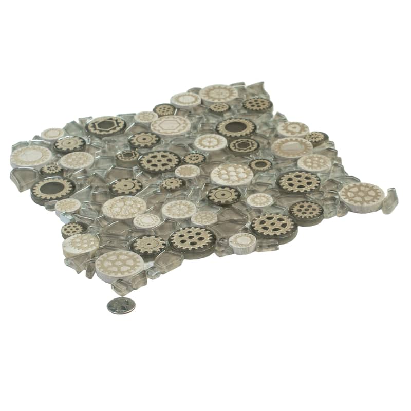 Apollo tile 12" x 12" Nirvana Glossy Textured Light Brown Glass Resin Tile (4.67 sq ft/case) - 5 Pack