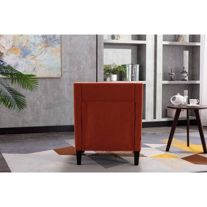 Linen Nailhead Accent Solid Wood Leg Living Room Armchair