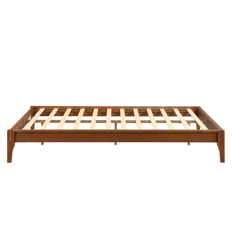 12 Inch Solid Dry Bamboo Wood Platform Bed Frame, with Wood Slat Support