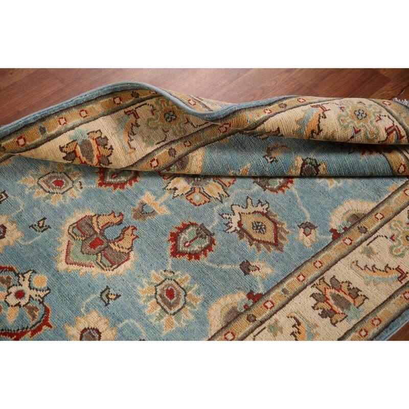 Light Blue Kazak Oriental Accent Rug Handmade Wool Carpet - 3'3"x 4'9"