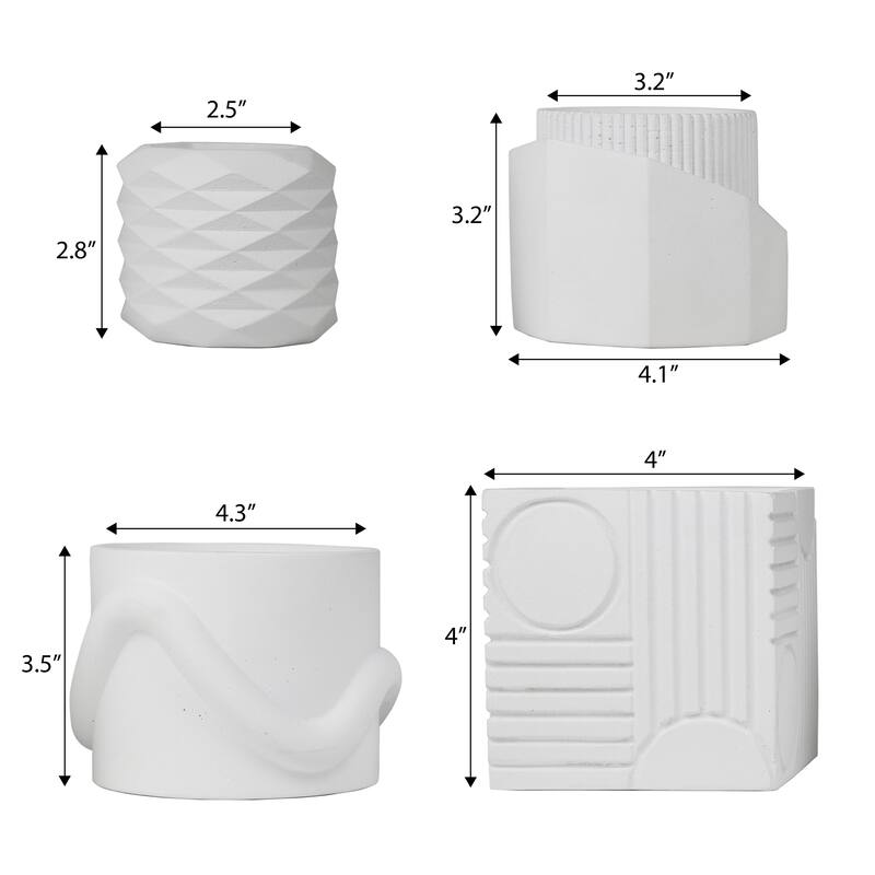 JONATHAN Y Romy Modern Minimalist Handmade Concrete Geometric Planter Set with Drainage Holes (Set of 4)