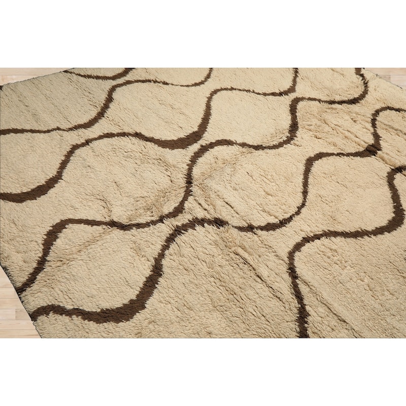 8x10'1'' Tibetano Hand Knotted Wool Ivory Boho Modern & Contemporary Rug - 8' x 10' 1''