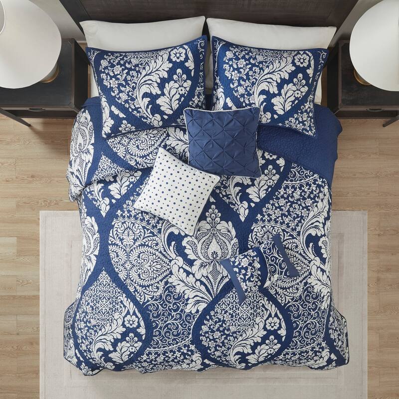 GDF Studio - Vienna Printed Cotton Reversible Quilt Set with Throw Pillows