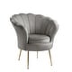 preview thumbnail 13 of 21, Angelina Velvet Scalloped Back Barrel Accent Chair w/ Metal Legs