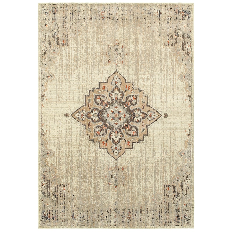 Vista Home Northsun Medallion Ivory/Brown Area Rug - 7'10" x 10'10" - Cream/Brown - Rectangle