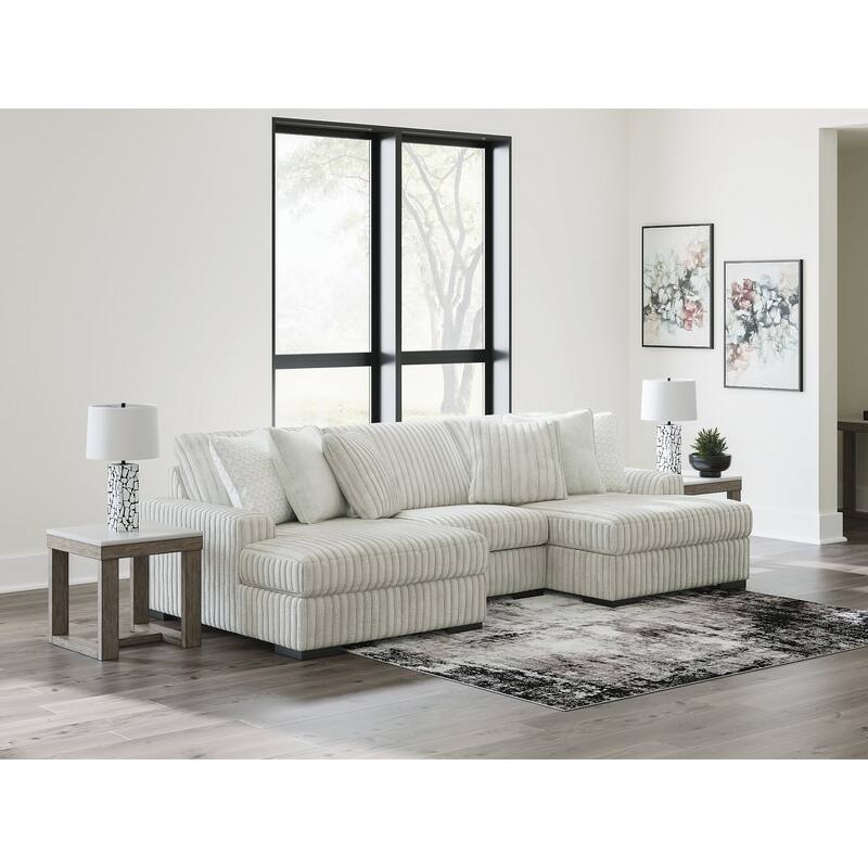 Signature Design by Ashley Stupendous White 3-Piece Sectional with Double Chaise - 143" W x 67" D x 41" H