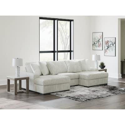 Signature Design by Ashley Stupendous White 3-Piece Sectional with Double Chaise - 143" W x 67" D x 41" H