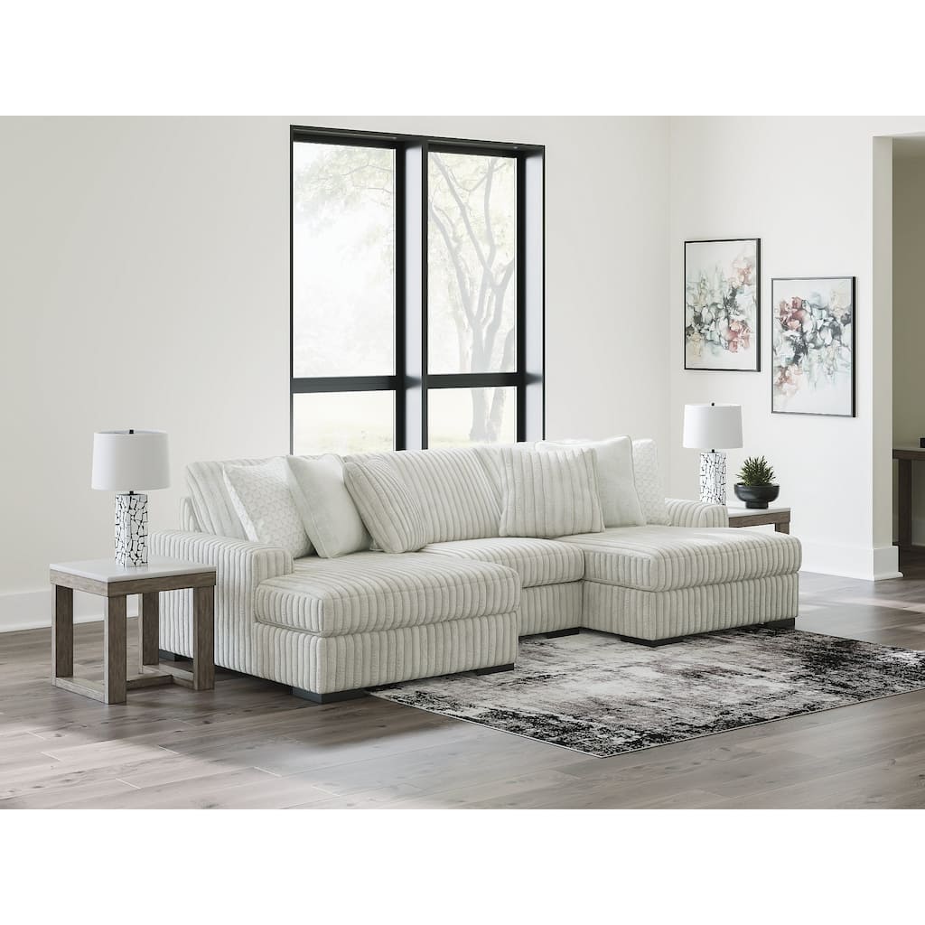 Signature Design by Ashley Stupendous White 3-Piece Sectional with Double Chaise - 143" W x 67" D x 41" H